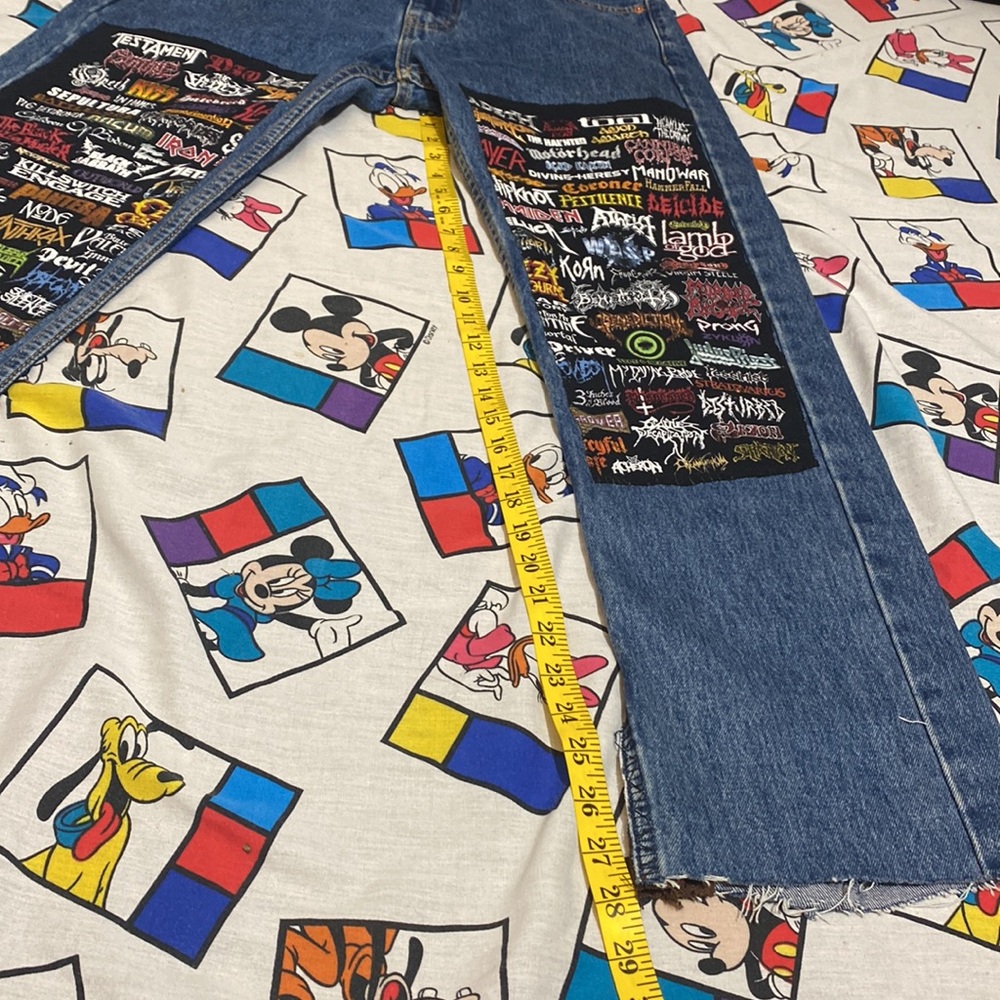 Custom 1/1 505 Levi’s “Metal Double Knee Flare” Jeans - Picture 14 of 15